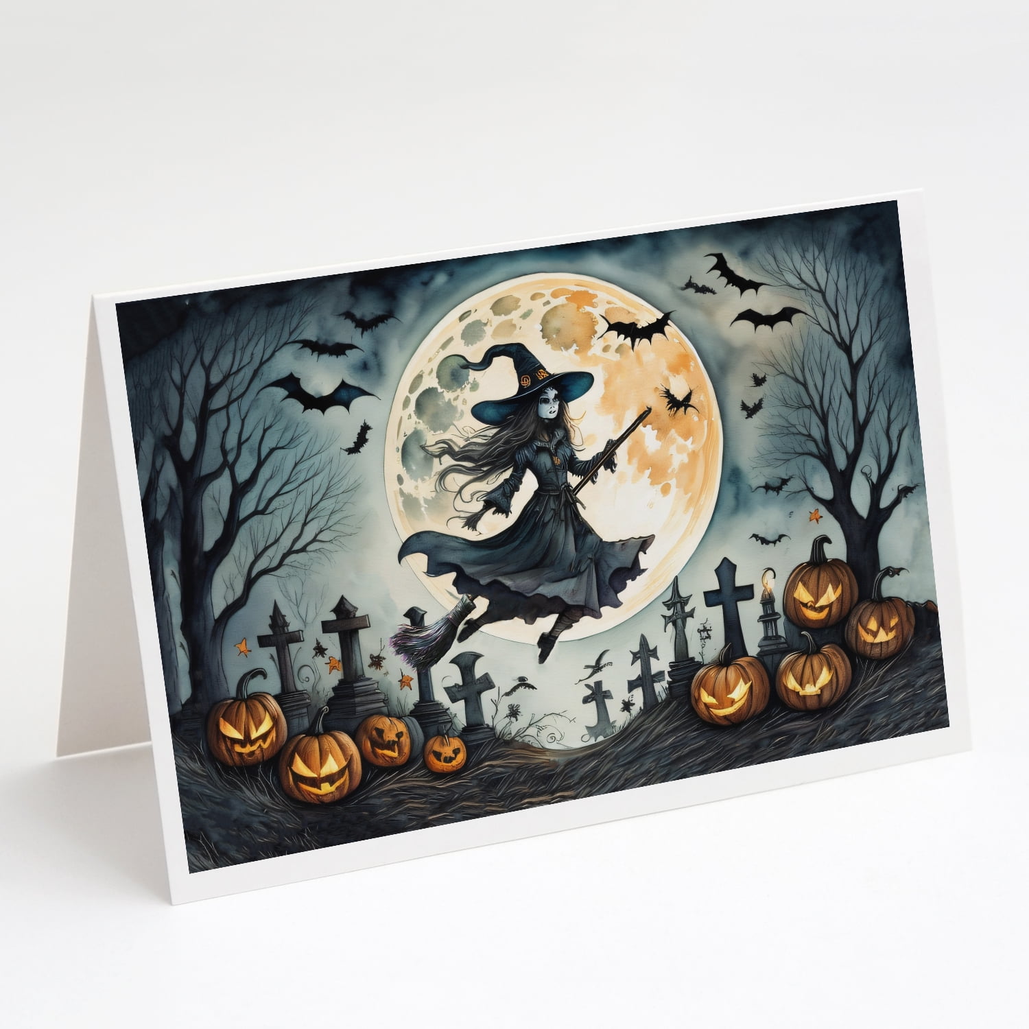 Flying Witch Spooky Halloween Greeting Cards and Envelopes Pack of 8 7 ...