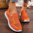 thumbnail image 1 of Flying Woven Mesh Slip On Sneakers For Women, Breathable Soft Sole Casual Shoes, Daily Walking Comfort Footwear Orange 38, 1 of 8
