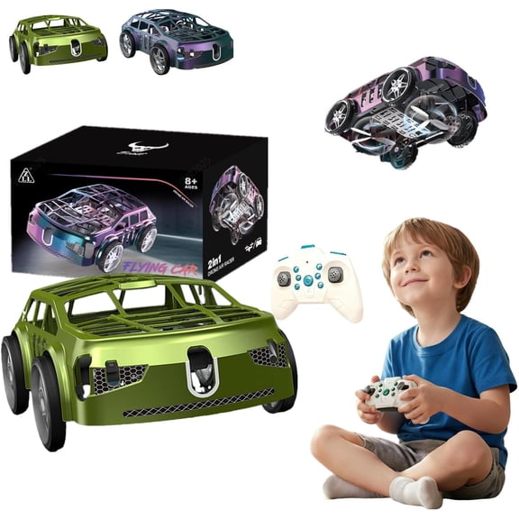 Flying car, 2-in-1 flying remote control car and drone, remote control quadcopter with one-key takeoff/landing function, easy-to-control mini remote control drone, suitable for holiday gifts.