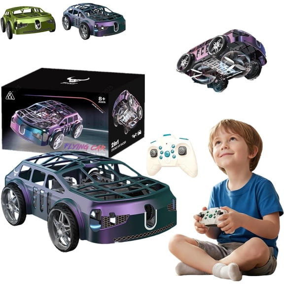 Flying car, 2-in-1 flying remote control car and drone, remote control quadcopter with one-key takeoff/landing function, easy-to-control mini remote control drone, suitable for holiday gifts.