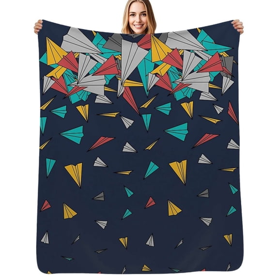 Flying paper planes Flannel Blankets Soft Throw Blanket Winter Travel Office Outdoor Bedspread