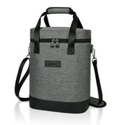 Flyingstar 6 Bottle Wine cooler bag - Insulated Padded Portable Versatile Wine Carrier Tote Bag for Travel, BYOB, Grey