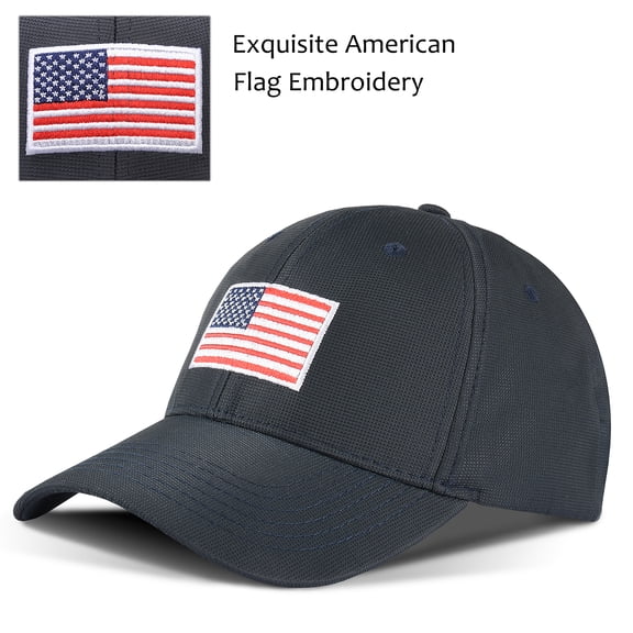 Flyingstar Baseball Cap, American Flag Embroidered Adjustable Sports, Golf and Tennis Cap, Sun Hat for Women and Men, Navy