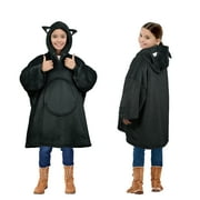 Flyingstar Cat Oversized Sherpa Hoodie Sweatshirt for Women, Pockets, Hooded, Black Cat