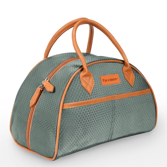Tirrinia Insulated Lunch Bag for Women with Leather Handle, Reusable Tote Bag, Fashionable Cooler Lunch Bag for Working/Picnic,Gifts for Women, Celadon