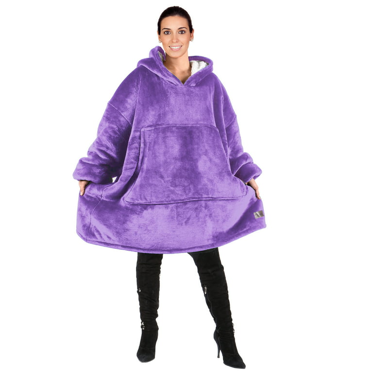 Debao Wearable Blanket Sweatshirt, Blanket Hoodie for Women and Men, Cozy  Blanket with Sleeves and Large Front Pocket for Adults, Teens Purple
