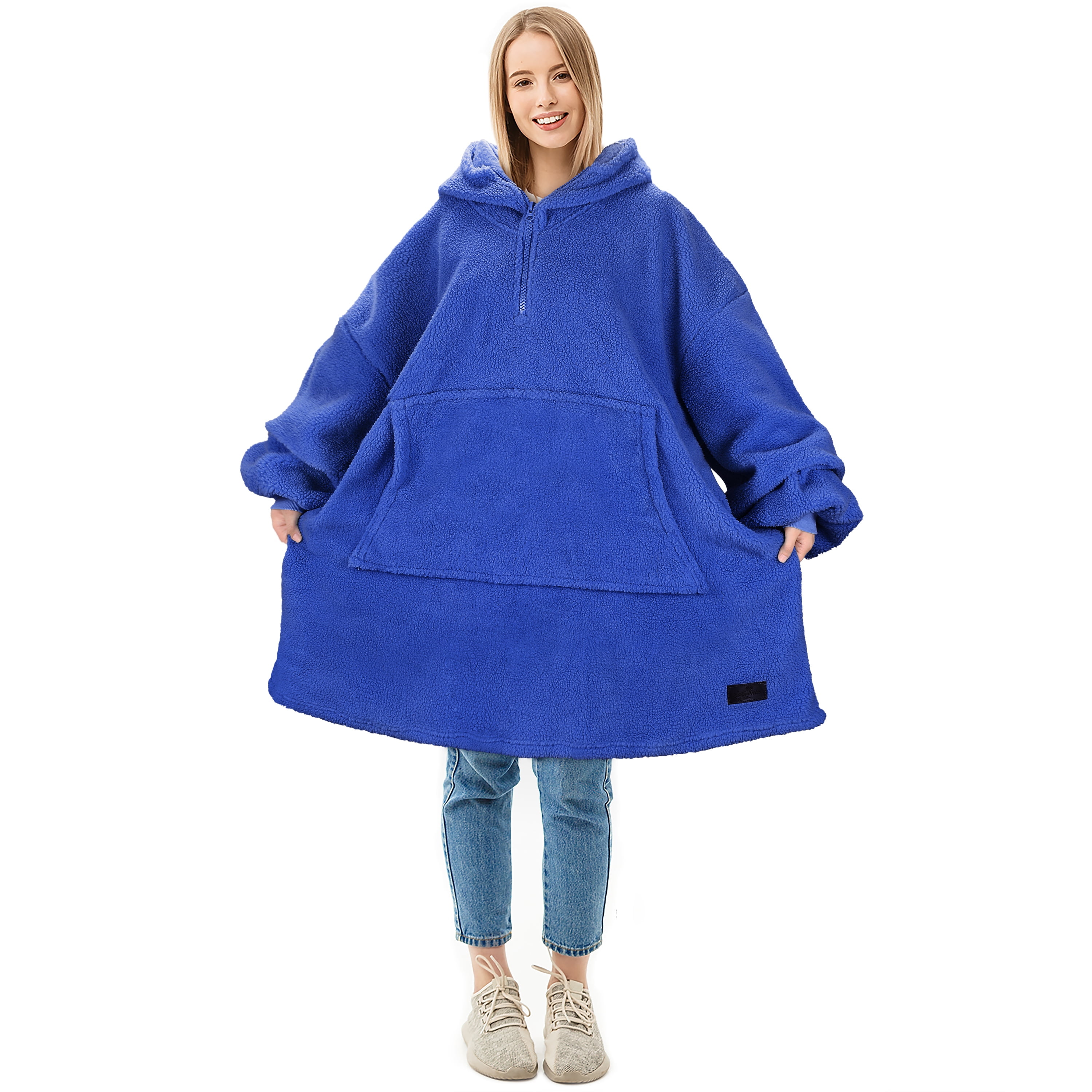 Oversized Fleece Hoodie Blanket Sweatshirt with Large Pocket for Adults Teens Walmart