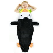 Flyingstar Penguin Tails Blanket Super Soft Plush Kids Slumber Bags for Toddler Children Teens Boys Girls 52"x25" Black