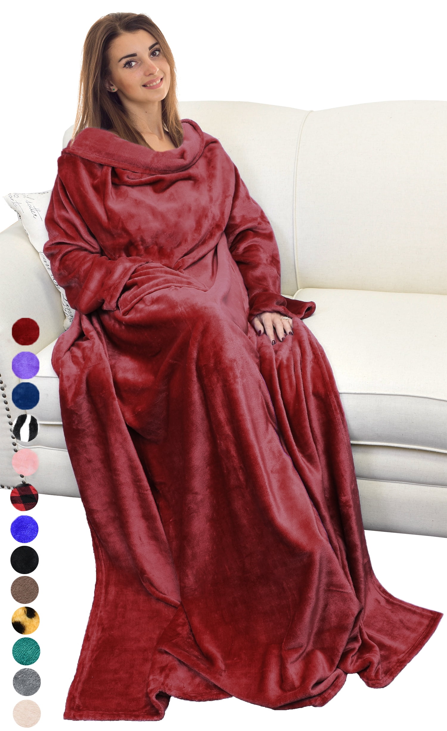 Flyingstar Wearable Blanket with Sleeves and Pocket, Fleece Mink Micro