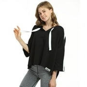 Flyingstar Women s Casual Hoodie Sweatshirt, Solid Cropped Jumper Tops, 3/4 Sleeve Oversized