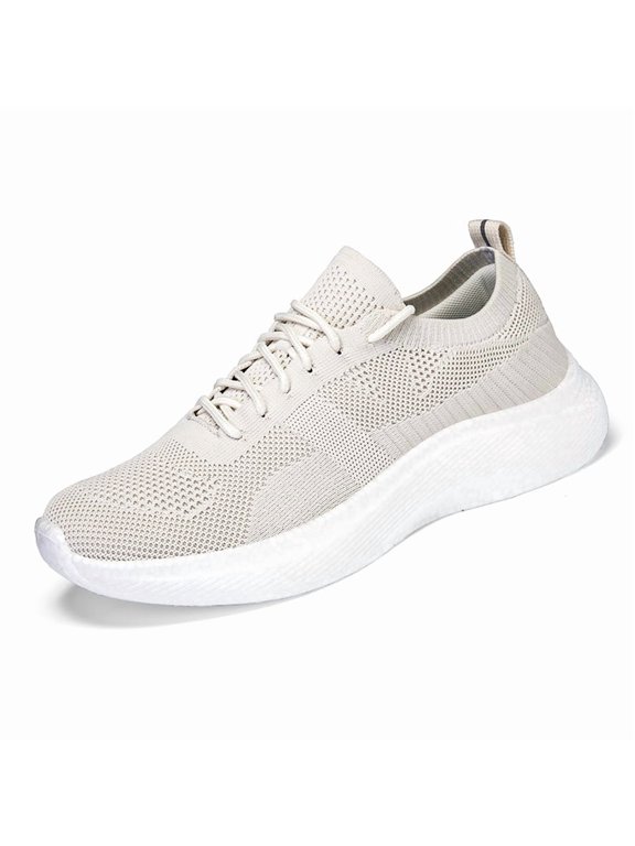 Flyknit Lace-Up Sneakers Lightweight White Cushion Running Shoes