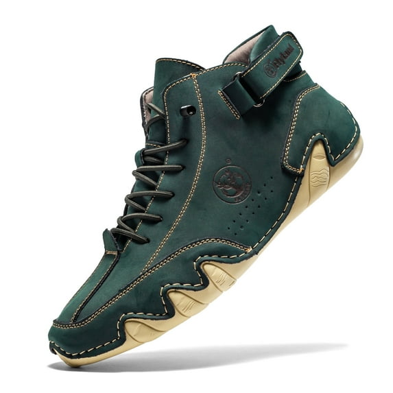 Flyland Fashion Men Ankle Boots Handmade Leather Men's Shoes Lightweight Lace-Up Men Dress Boot