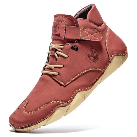 Flyland Men Ankle Chukka Boots Hand-Stitching Leather Shoes Outdoor Summer Fashion Dress Boots