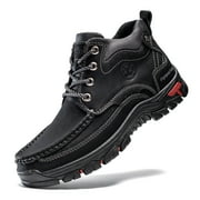 Flyland Mens Ankle Boots Fashion High Top Casual Leather Shoes Outdoor Anti-Slip Male Shoes