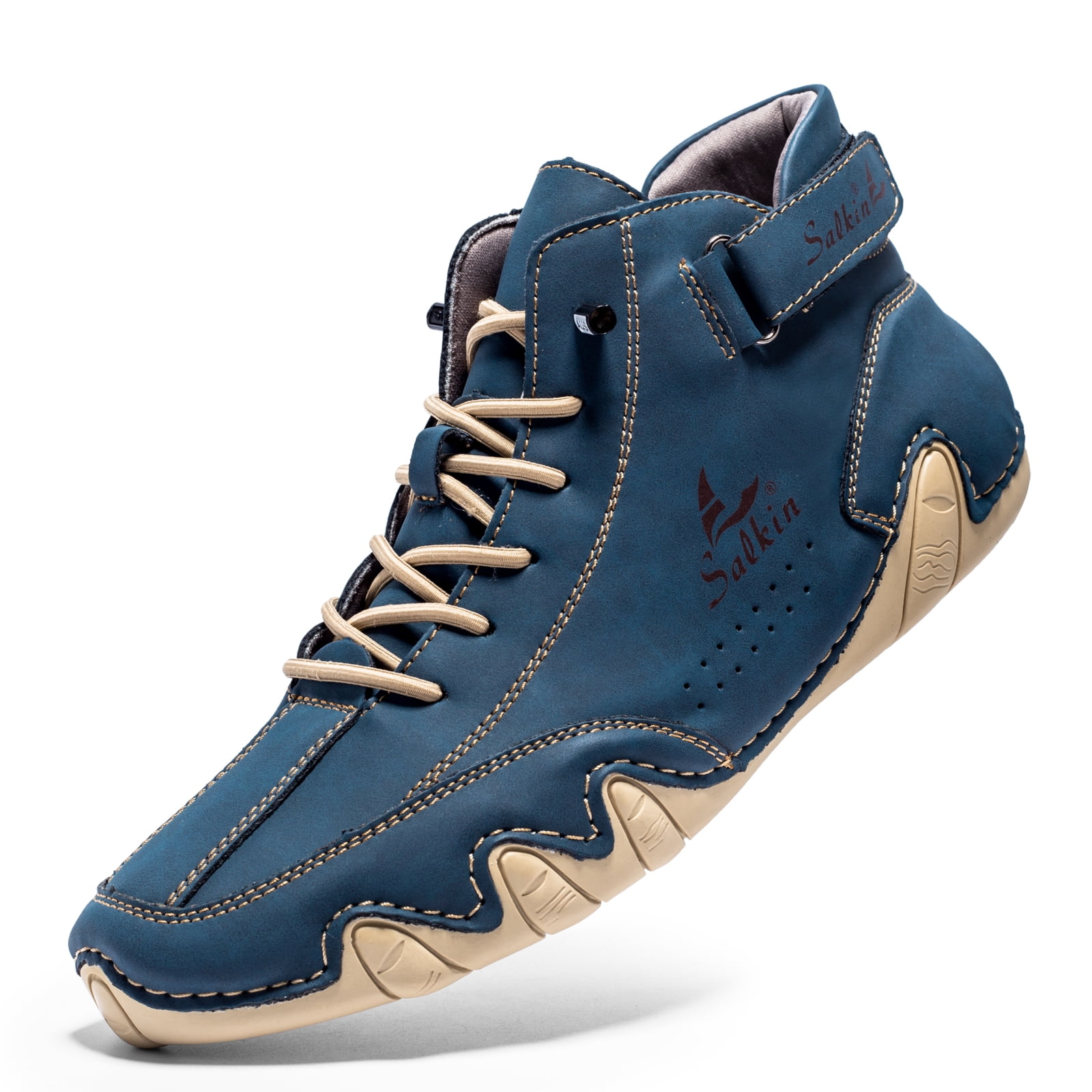 Mael Black Leather Lace-Up Boots with Blue Laces Navy Blue Indigo Paracord Generation Laces With a LIFETIME  main image 2