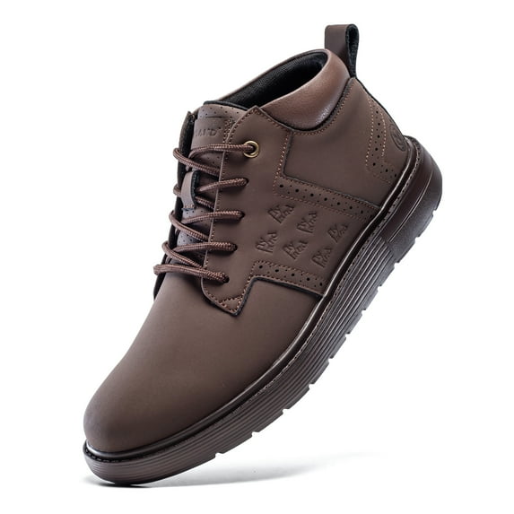 Flyland Men's Chukka Boots Fashion High Top Casual Leather Shoes Outdoor Anti-Slip Male Sneakers