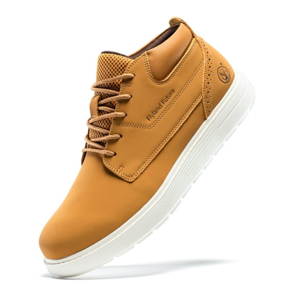 Flyland Men's Chukka Boots Fashion High Top Casual Leather Shoes Outdoor Anti-Slip Male Sneakers