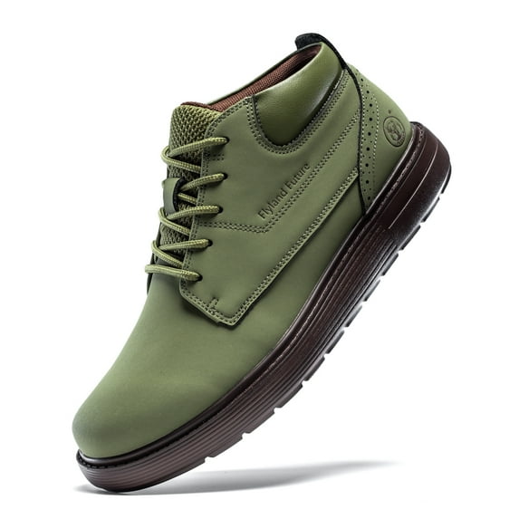 Flyland Men's Chukka Boots Fashion High Top Casual Leather Shoes Outdoor Anti-Slip Male Sneakers