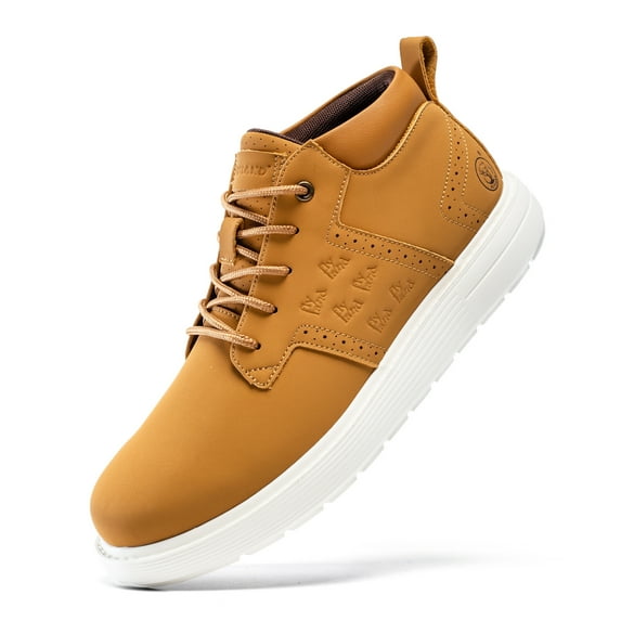 Flyland Men's Chukka Boots Fashion High Top Casual Leather Shoes Outdoor Anti-Slip Male Sneakers