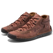 Flyland Men's Casual Leather Shoes Male Fashion Sneakers Handmade Moccasins Driving Flats For Men