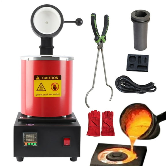 Flylapdo 110V 1500W Jewelry Smelting/Making Furnace, 40-48 Minute Melt Time & Anti-Oxidation Compact Smelting Machine for Small Workshop