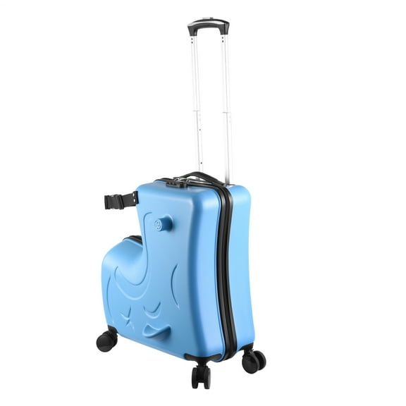 Flylapdo 24in Ride-On Luggage for Kids, Travel Suitcase with Safety Belt, 360° Swivel Wheels & Lock