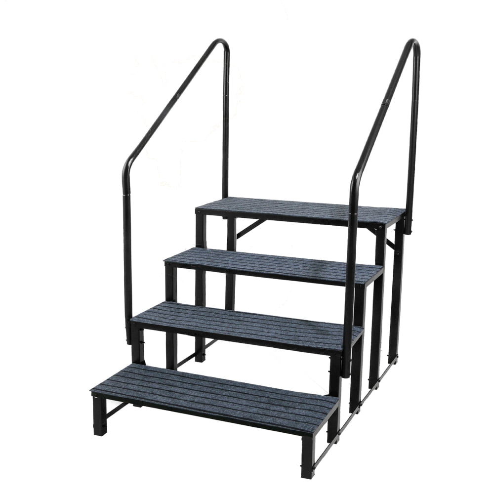 4 Step Rv Ladder Flylapdo 4-Step RV Ladder with Handrails, Alloy Steel Black RV Steps ...