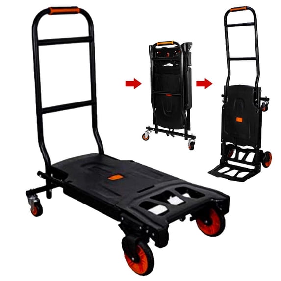 Flylapdo Cart Foldable 4-Wheel Utility Trolley Cart For Moving Luggage Hand Carts For Travel Shopping Moving And Workplace excellently