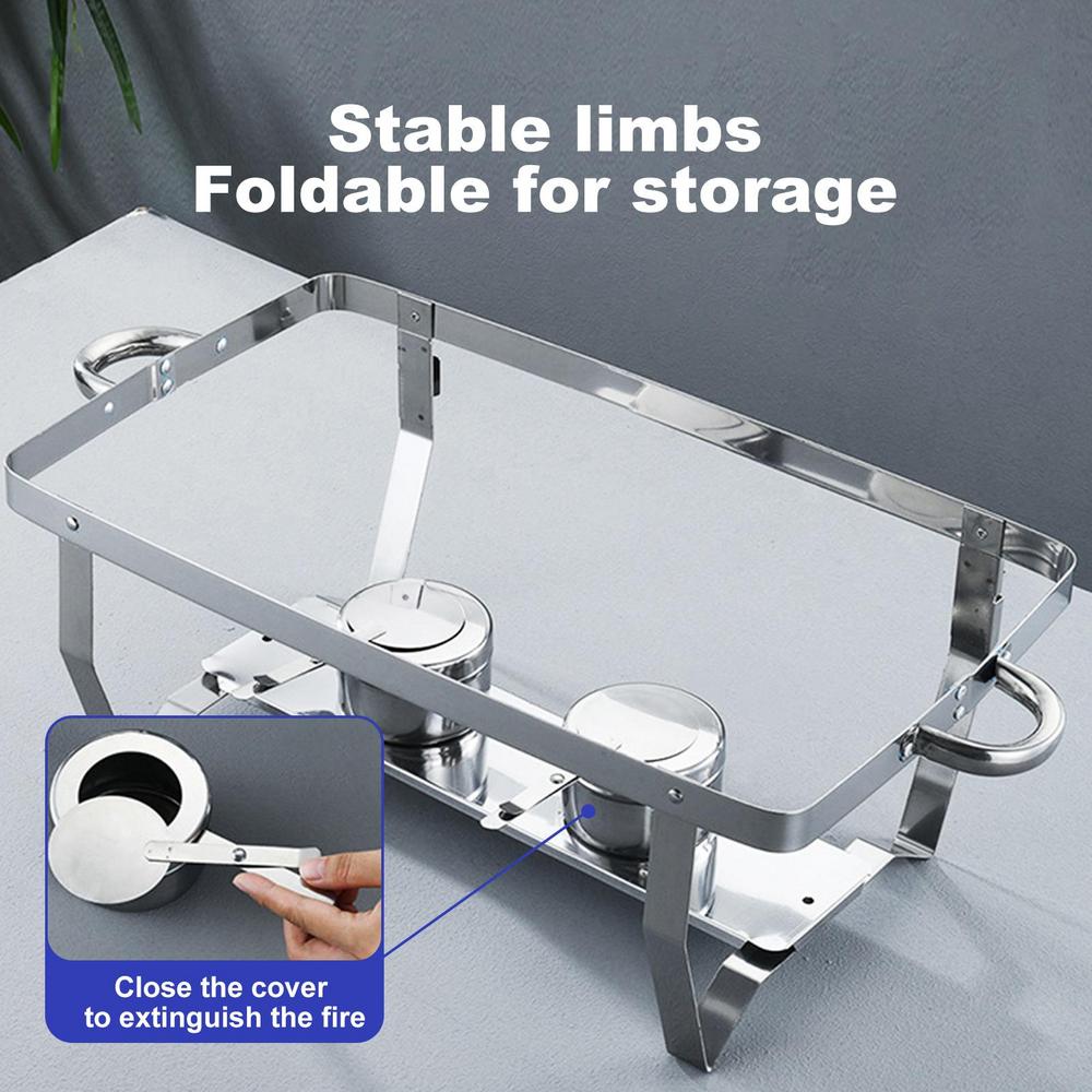 Flylapdo Chafers And Buffet Warmers Sets Stainless Steel Square Three 