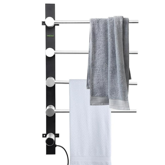 Flylapdo Electric Towel Drying Rack Heated Towel Warmer Heated Towel Rail Towel Warmers Adjustable Temperature For Bathroom Rack 304 Stainless Steel LED Display present