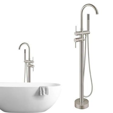 Flylapdo Floor Mount Shower Faucet Swan Neck Nozzle Freestanding Bathtub Faucet Standing Bathing Faucet Single Handle Design For Bathroom wonderful