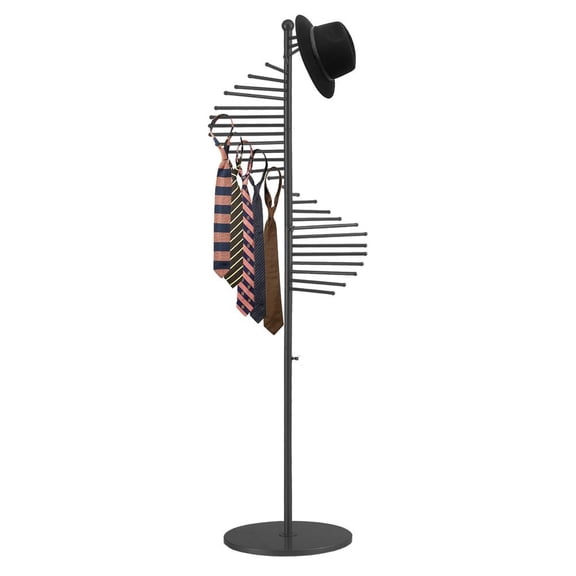 Flylapdo Freestanding Scarf Stand Metal Freestanding Scarf Holder with 30 Rods Anti Slip Space Saving Display Shelves Design Hijab Hanger for Belt Sheet Scarf Vest Pants Bag like-minded