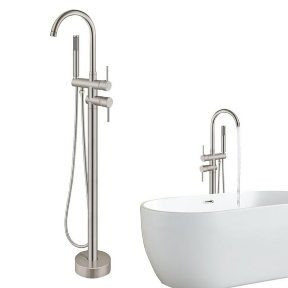Flylapdo Freestanding Tub Faucets Bath Tub Filler Faucet Swan Neck Nozzle Single Handle High Water Output Faucet For Easy To Maintain decent
