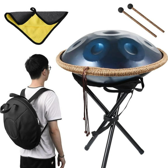 Flylapdo Handpan Drum, Handpan Drums for Adults, 18-Inch 9-Notes G Minor Kurd Handpan, Handpan Instrument with Soft Handpan Bag, 2 Handpan Mallets, Handpan Stand and Dust-Free Cloth (Blue)