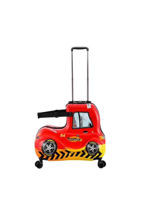 Kids Ride-On Suitcase 24 in Carry-On Red Car Luggage Cabin Case Cute Hardside Cabin Luggage with Safety Belt for Girls Boys Kids Aged 6-12 Years Old modern