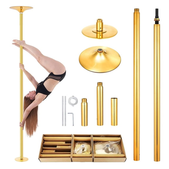 Flylapdo Portable Dance Pole with 7.3-9ft Adjustable Height, 1.77in Cold-Rolled Steel Fitness Pole with Anti-Slip Silicone Base