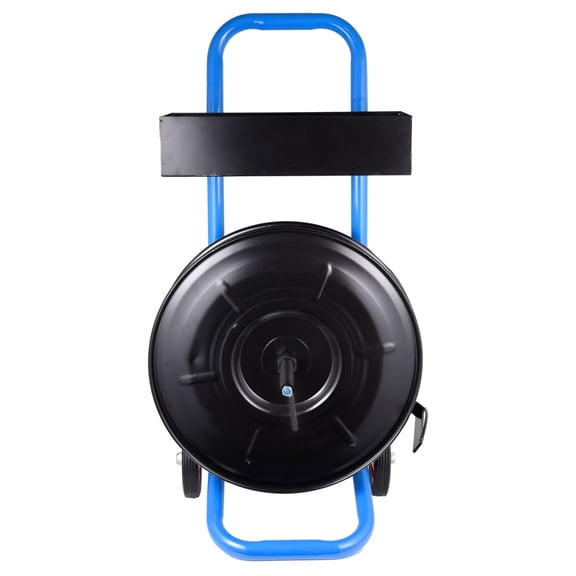 Flylapdo Strudy Strapping Dispenser, 36.2in Wide Portable Cart with Tool Box, Alloy Steel Joints & Roller Brake for Efficient Packaging Workflows
