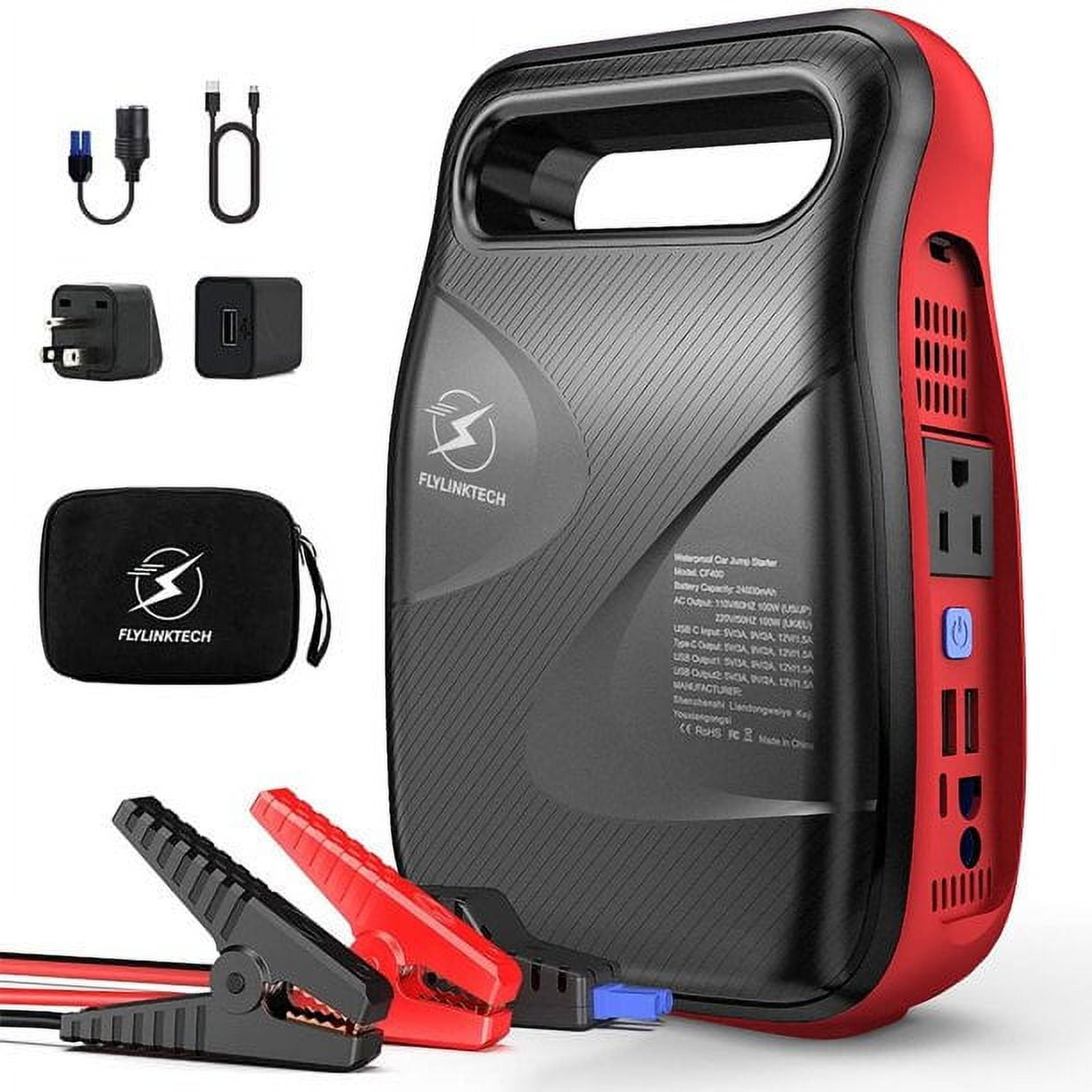 Flylinktech Portable Car Jump Starter 24000mAh 12V 2500A Battery