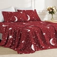 thumbnail image 1 of Flymme 4 Piece Red Full Bed Sheet,Galaxy Microfiber Bedding Sheet Set,Comfy & Cooling Deep Pocket Fitted Sheet for Kids Teens Bedroom, 1 of 8