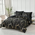 thumbnail image 1 of Flymme Black Marble Comforter Sets Queen Size Bed in a Bag 7 Pieces Modern Gold Marble Texture Bedding Comforter Set with Sheets for All Season, 1 of 8