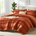 thumbnail image 1 of Flymme Boho Comforter Set King Size Bed in a Bag 7-Piece Shabby Chic Burnt Orange Bedding with Pom Pom Textured King Bed Set for All Season, 1 of 8