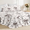 thumbnail image 1 of Flymme Bow Sheet Set Full Size, 4-Piece Leopard Print Bow & Heart Bedding for Women Teens Girls, Ultra-Soft Microfiber Bed Sheets with Deep Pocket for Bedroom Decor, 1 of 8