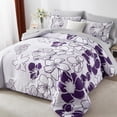 thumbnail image 1 of Flymme Comforter Set King Size,7 Pieces Bed in a Bag Purple Floral Comforter and Sheet Set,Soft Microfiber Complete Bedding Sets for All Seasons, 1 of 8