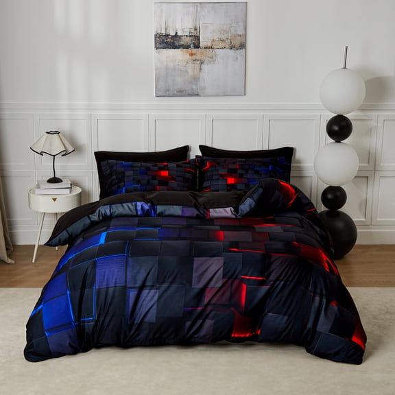 Flymme Duvet Cover Twin Size 2 Pieces Bedding Duvet Cover Set with Pillowcase Geometric Comforter Cover with Zipper Closure Bedroom Decor