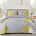 thumbnail image 1 of Flymme Full Size Comforter Sets 7 Piece Bed in a Bag Yellow Floral Printed on Gray Comforter Set with Sheets Botanical Complete Bedding Set for All Season, 1 of 8