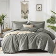thumbnail image 1 of Flymme Gray Comforter Set King Size,7 Pieces Bed in a Bag King Geometric Textured Shabby Chic Complete Bedding Sets with Sheets, Pillowcases & Shams, 1 of 8