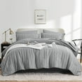 thumbnail image 1 of Flymme Gray Stripe Comforter Set King Size, 7 Piece Boho Bed in a Bag King Comforter Sets with Sheets ,Lightweight Shabby Chic Bedding for Bedroom, 1 of 8