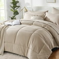 thumbnail image 1 of Flymme Khaki Comforter Set with Sheets,7 Pieces Bed in a Bag Queen Bed Sets Lightweight Microfiber Modern Complete Bedding Sets for All Seasons, 1 of 8