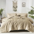 thumbnail image 1 of Flymme Khaki King Size Comforter Set ,7 Pieces Bed in a Bag King Geometric Shabby Chic Bedding Sets for Man Women Bedroom Décor All Season, 1 of 8