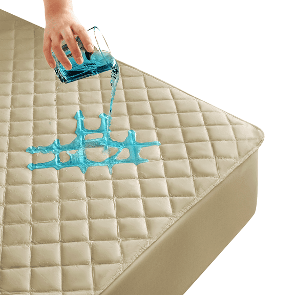 Flymme Khaki Waterproof Mattress Protector Full Size Quilted Mattress Cover Breathable Noiseless Bed Fitted Sheets, Soft Bedding Pad with Deep Pocket 6"-18" for Home Bedroom Hotels